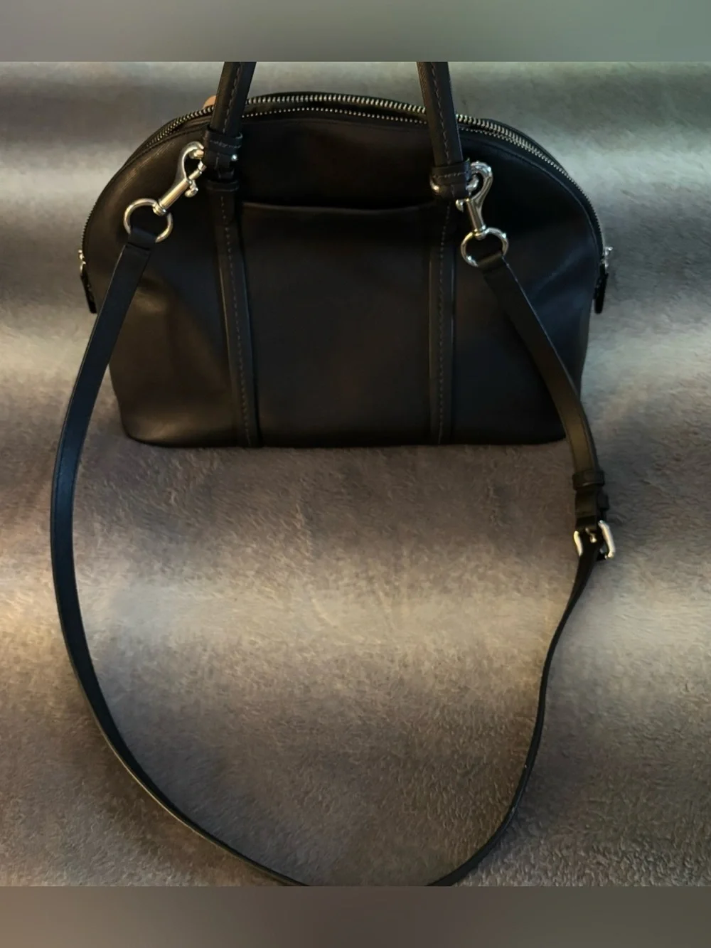 Coach Peyton Cora Black Saffiano Leather Domed Satchel Crossbody
